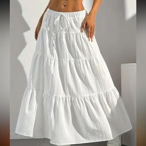 Women'S High-Waist Ruffled Maxi Skirt White